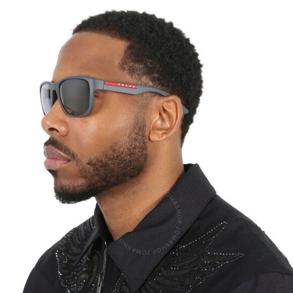 Prada Linea Rossa Men ACTIVE Sunglasses Grey Rubber Mirror Black Square PS01US - Picture 10 of 10